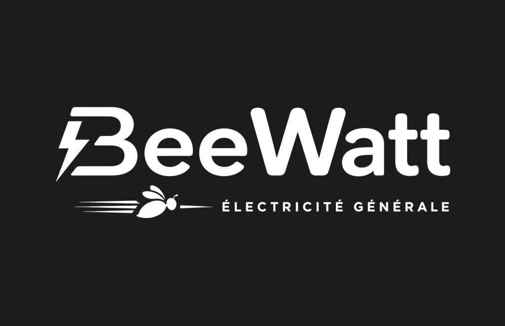 Déclinaison blanche du logo BeeWatt sur fond foncé