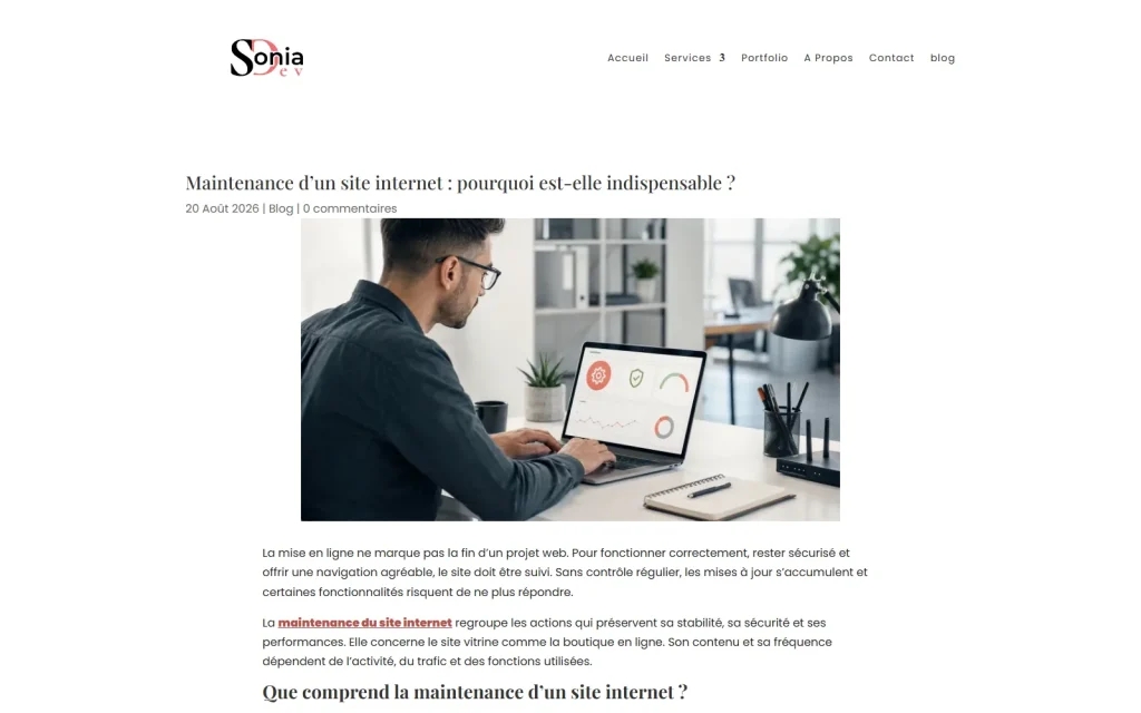 Article sur la maintenance d'un site internet