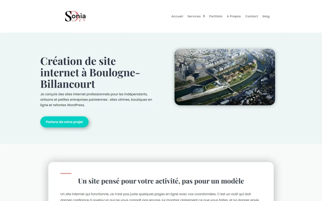 Page création de site internet à Boulogne-Billancourt