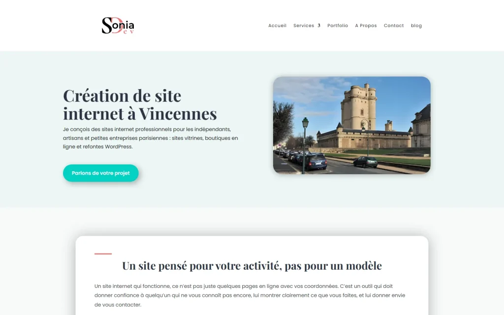 Page création de site internet à Vincennes